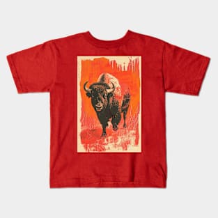 Yellowstone National Park Buffalo Vintage Travel Poster Kids T-Shirt